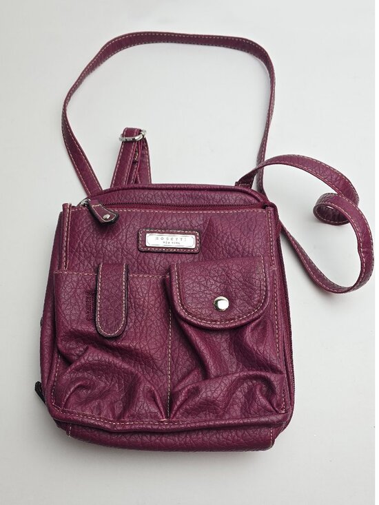 Rosetti Handbags - Rosetti Vintage Faux Leather Crossbody Bag - Burgundy Pebbled Utility Purse Y2K